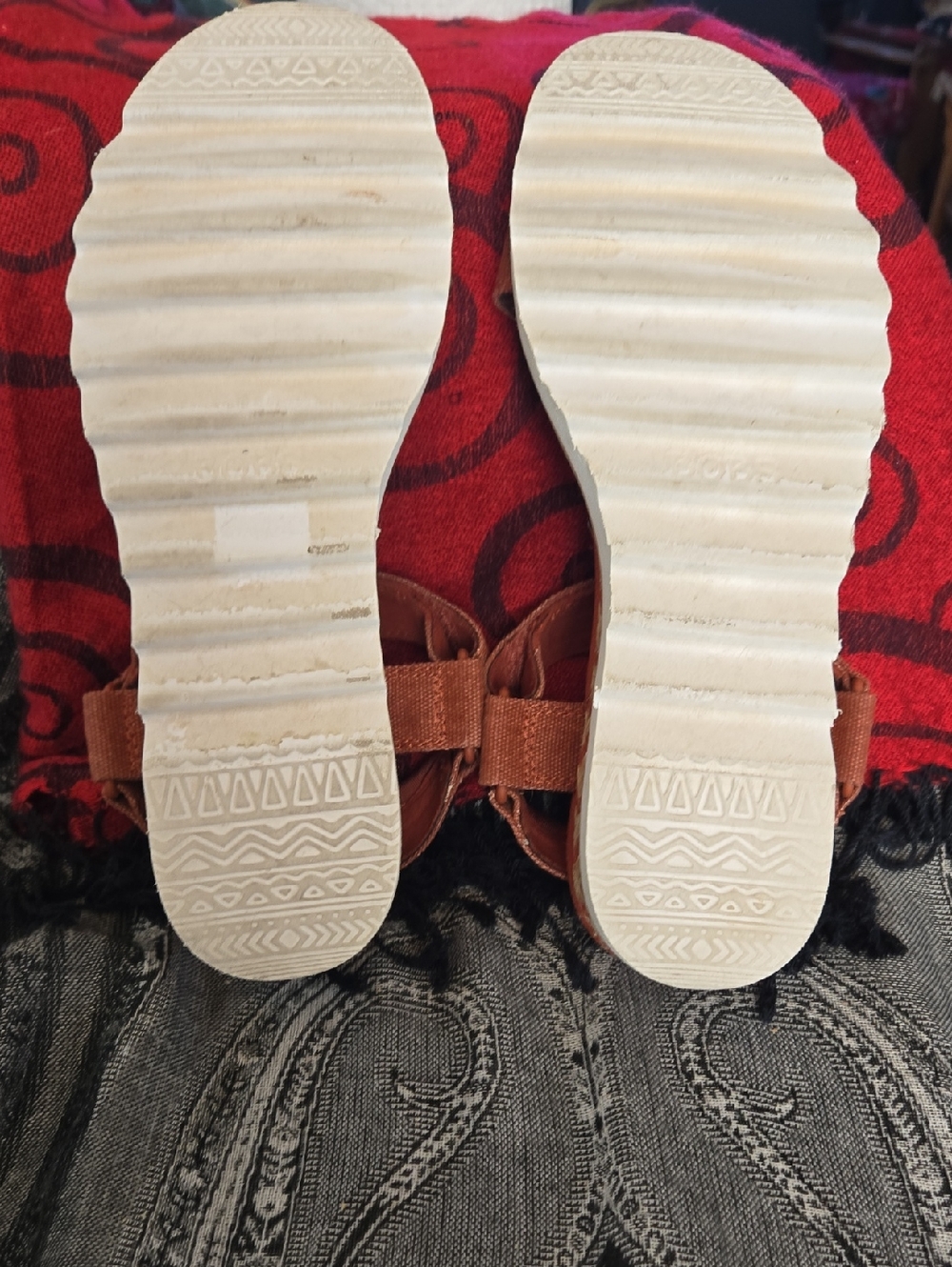 Bob's from Skechers, jute wrapped petite wedge, Beach look, brick red Sandals - Picture 7 of 13